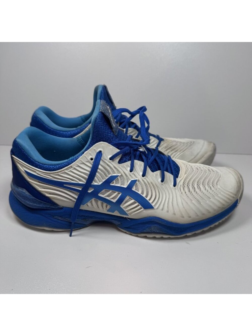 Asics Court FF Novak Djokovic Tennis Shoes White Blue Men's US 9.5 43.5 Athletic